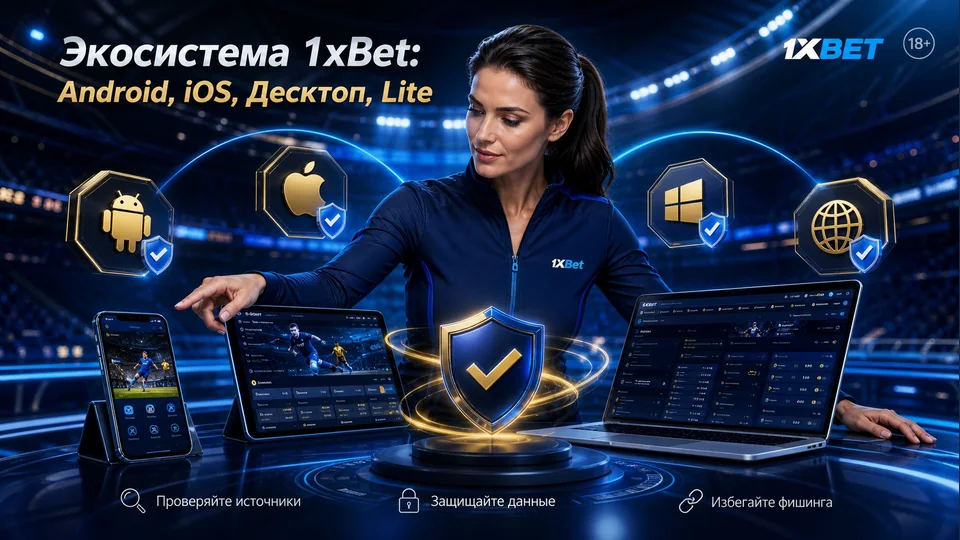Экосистема 1xBet: Android, iOS, Десктоп, Lite: тематическая иллюстрация