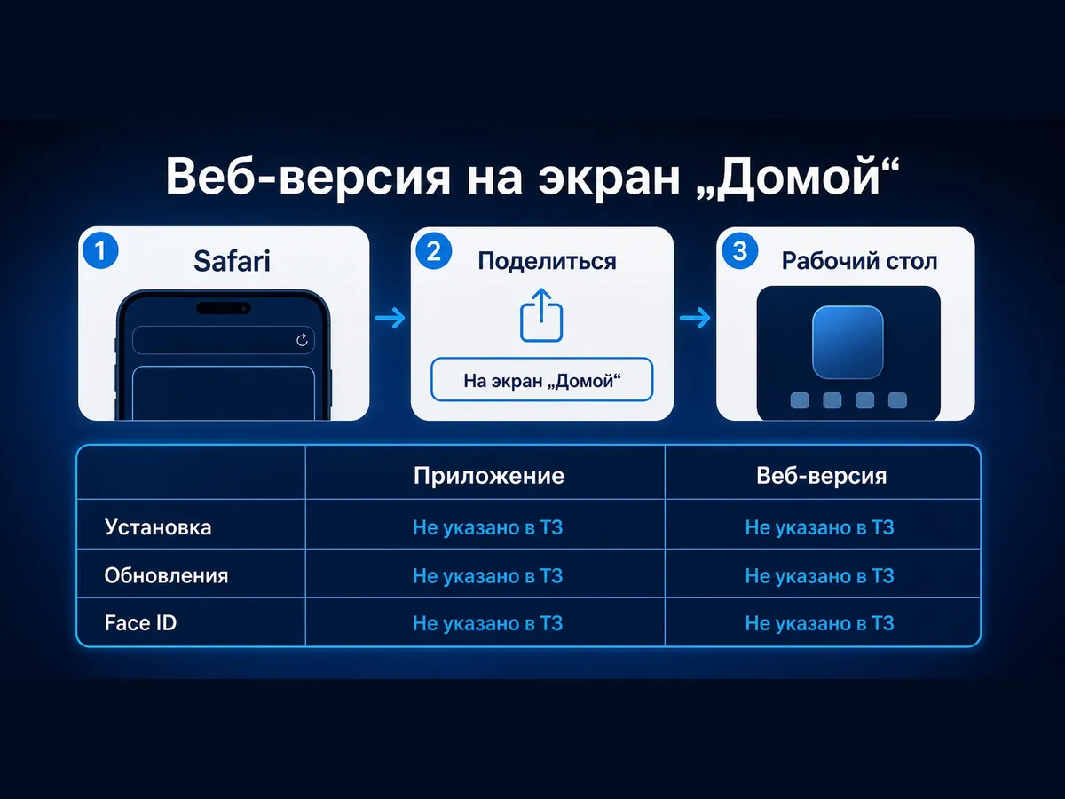 Инфографика: как добавить веб-версию 1xBet на экран «Домой» iPhone