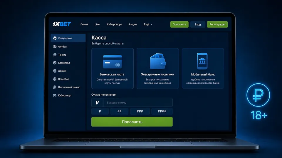 Пополнение счёта 1xBet в рублях